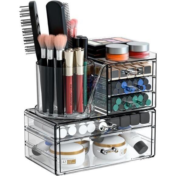 Acrylic makeup organizer with drawers clear vanity skincare storage container - Picture 1 of 7